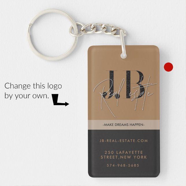 Business keychains minimalist clean simple beige (Creator Uploaded)
