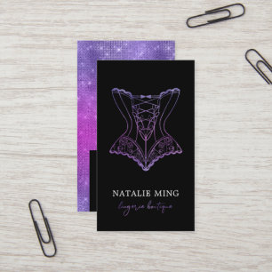 Business Lace Lingerie Boutique Logo Purple Card