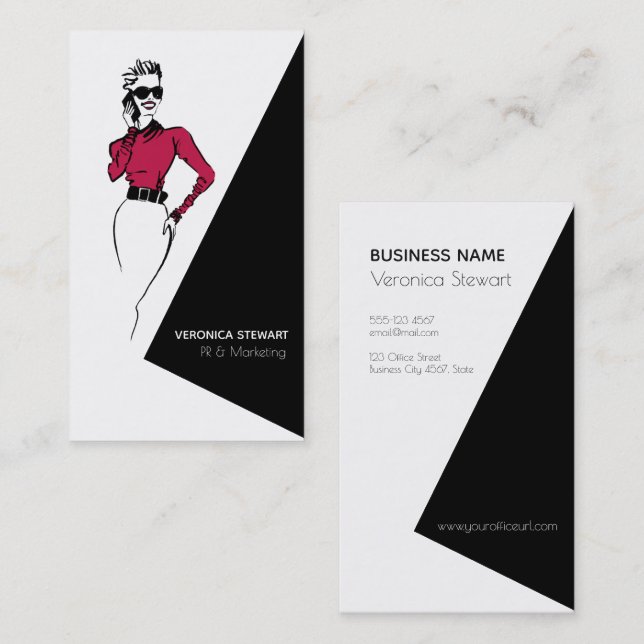Business Lady Illustration Office Card (Front/Back)