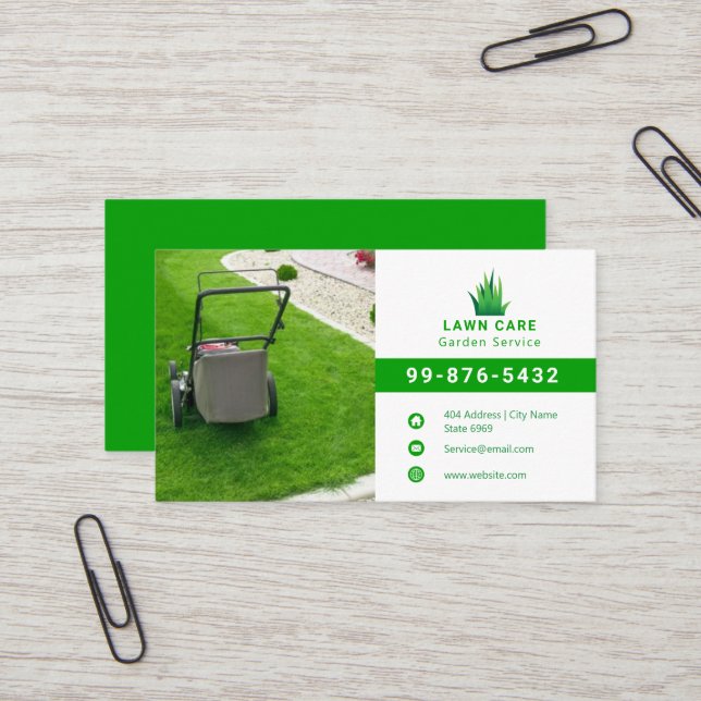 Business Lawn Logo |  Simple Minimalist Modern Card (Front/Back In Situ)
