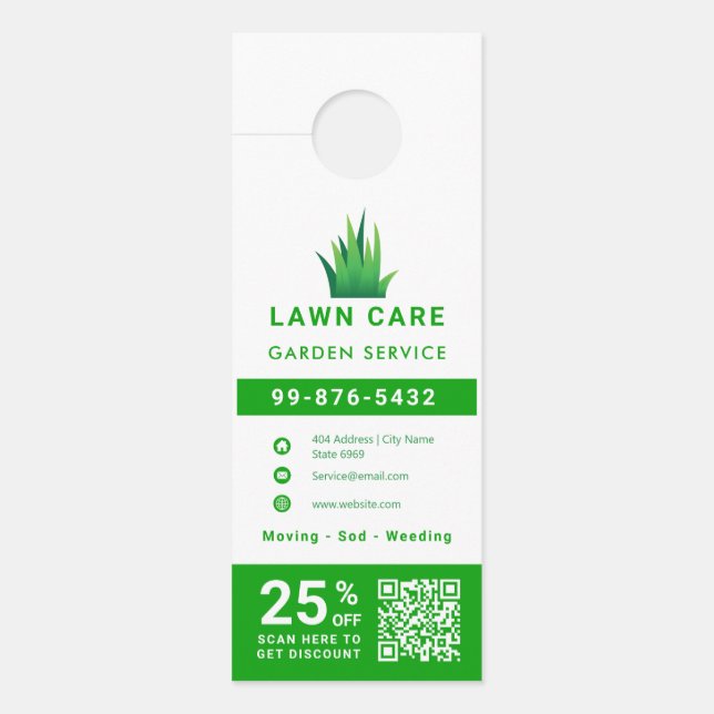 Business Lawn Logo |  Simple Minimalist Modern Door Hanger (Front)