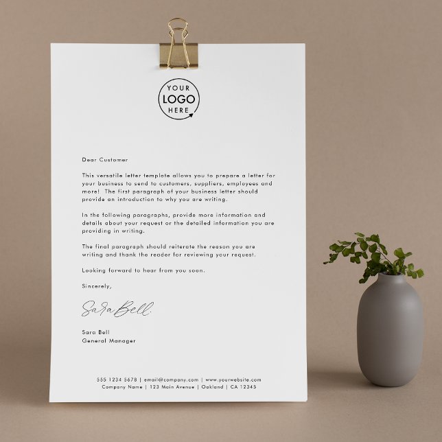 Business Letter | Modern Minimalist Signature Logo Custom Letterhead (Creator Uploaded)