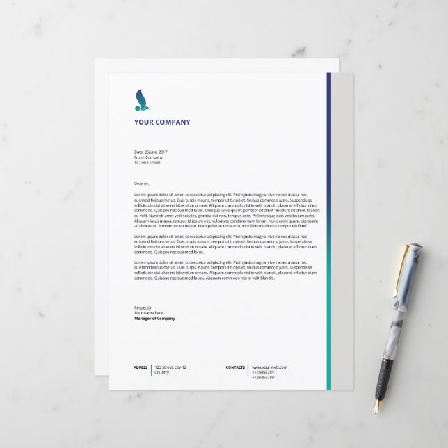 Business Letterhead Template (Front/Back In Situ)