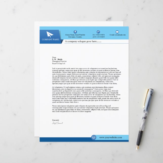 Business Letterhead Template (Front/Back In Situ)