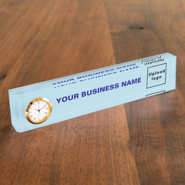 Business Light Blue Acrylic With Clock Nameplate (Side)