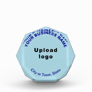 Business Light Blue Octagon Shape Photo Block