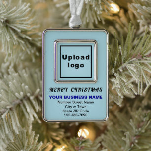 Business Light Blue Portrait Rectangle Framed Silver Plated Framed Ornament