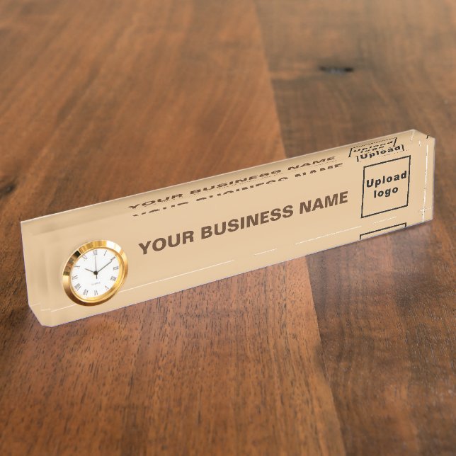 Business Light Brown Acrylic With Clock Nameplate (Side)