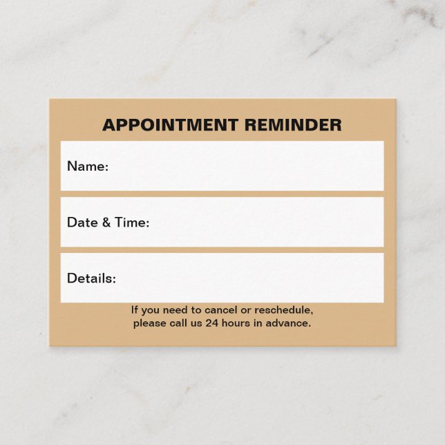 Business Light Brown Appointment Card (Front)
