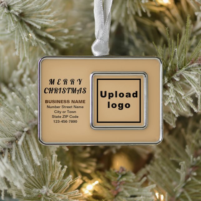 Business Light Brown Framed Rectangle Silver Plated Framed Ornament (Tree)