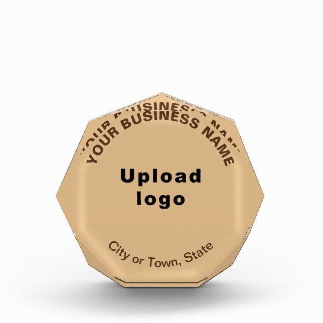 Business Light Brown Octagon Shape Photo Block (Front)