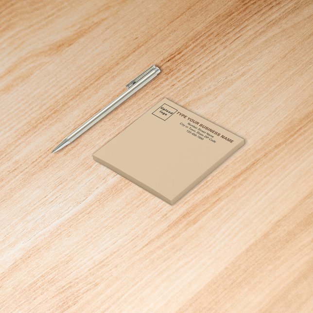 Business Light Brown Square post it note (Build brand name awareness. Your business brand on heading of light brown square post it note.)