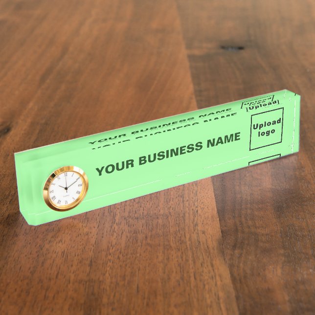 Business Light Green Acrylic With Clock Nameplate (Side)