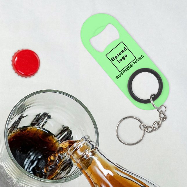 Business Light Green Keychain and Bottle Opener (Your business name and logo on light green bottle opener with keychain.)