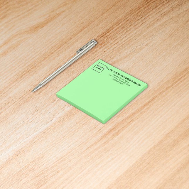 Business Light Green Square post it note (Build brand name awareness. Your business brand on heading of light green square post it note.)