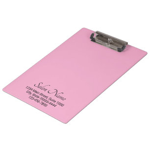 Business Light Pink Black Salon Name Address Phone Clipboard