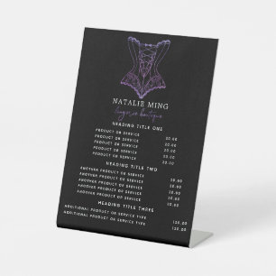 Business Lingerie Boutique Logo Pricing & Services Pedestal Sign