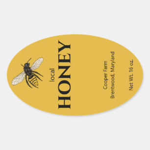 Business Local Raw Honey Bee Jar Label