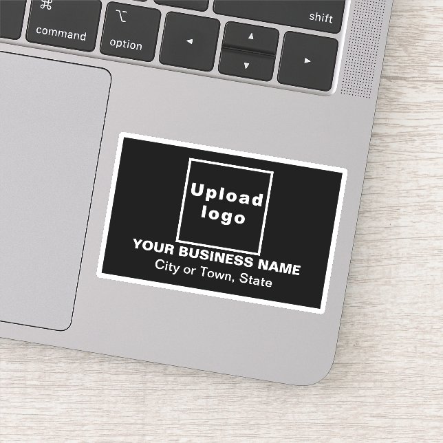 Business Location on Black Rectangle Vinyl Sticker (Detail)
