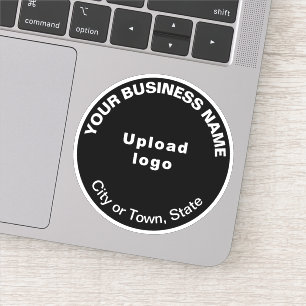 Business Location on Black Round Vinyl Sticker