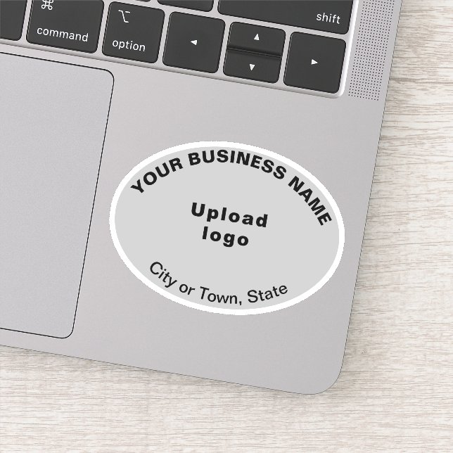 Business Location on Grey Oval Shape Vinyl Sticker (Detail)