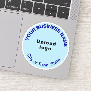 Business Location on Light Blue Round Vinyl