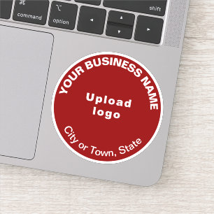 Business Location on Red Round Vinyl Sticker