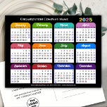 Business Logo 2025 Calendar Modern Black Colourful Holiday Postcard<br><div class="desc">2025 Corporate Calendar with US Holidays Modern Black Colourful New Year Holiday Postcard. All the texts are pre-arranged for you to personalise easily and quickly with your own details. Wish you all a Happy Holidays and an Amazing New Year! For many other card designs, please visit : (Holiday Cards) https://www.zazzle.com/collections/119095696689680604...</div>