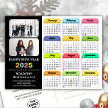 Business Logo 2025 Calendar Modern Black Colourful Holiday Postcard<br><div class="desc">2025 Calendar Business 2 Photo Modern Black Colourful New Year Holiday Postcard. All the texts are pre-arranged for you to personalise easily and quickly with your own details. Wish you all a Happy Holidays and an Amazing New Year! For many other card designs, please visit : (Holiday Cards) https://www.zazzle.com/collections/119095696689680604 (Holiday...</div>
