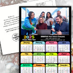 Business Logo 2025 Calendar Modern Black Colourful Holiday Postcard<br><div class="desc">2025 Calendar with US Holidays Business Photo & Logo Modern Black Colourful New Year Holiday Postcard. All the texts are pre-arranged for you to personalise easily and quickly with your own details. Wish you all a Happy Holidays and an Amazing New Year! For many other card designs, please visit :...</div>