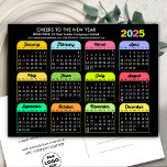 Business Logo 2025 Calendar Modern Black Colourful Holiday Postcard<br><div class="desc">2025 Calendar Business Modern Black Colourful New Year Holiday Postcard. All the texts are pre-arranged for you to personalise easily and quickly with your own details. Wish you all a Happy Holidays and an Amazing New Year! For many other card designs, please visit : (Holiday Cards) https://www.zazzle.com/collections/119095696689680604 (Holiday Postcards) https://www.zazzle.com/collections/119753491551091405...</div>