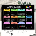 Business Logo 2025 Calendar Modern Black Colourful Holiday Postcard<br><div class="desc">Modern Black Business Logo 2025 Calendar with US Holidays Colourful New Year Holiday Postcard. All the texts are pre-arranged for you to personalise easily and quickly with your own details. Wish you all a Happy Holidays and an Amazing New Year! For many other card designs, please visit : (Holiday Cards)...</div>