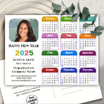 Business Logo 2025 Calendar Modern Black Colourful Holiday Postcard<br><div class="desc">2025 Corporate Calendar with US Holidays Modern Black Colourful New Year Holiday Postcard. All the texts are pre-arranged for you to personalise easily and quickly with your own details. Wish you all a Happy Holidays and an Amazing New Year! For many other card designs, please visit : (Holiday Cards) https://www.zazzle.com/collections/119095696689680604...</div>