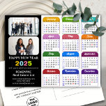 Business Logo 2025 Calendar Modern Black Colourful Holiday Postcard<br><div class="desc">2025 Calendar Business 2 Photo Modern Black Colourful New Year Holiday Postcard. All the texts are pre-arranged for you to personalise easily and quickly with your own details. Wish you all a Happy Holidays and an Amazing New Year! For many other card designs, please visit : (Holiday Cards) https://www.zazzle.com/collections/119095696689680604 (Holiday...</div>