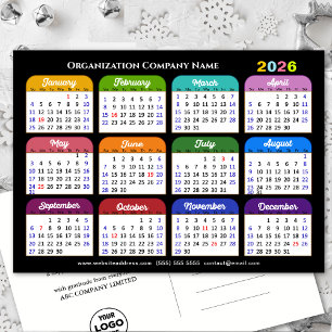 Business Logo 2025 Calendar Modern Black Colourful Holiday Postcard