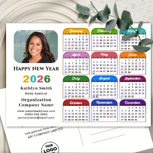Business Logo 2025 Calendar Modern Black Colourful Holiday Postcard