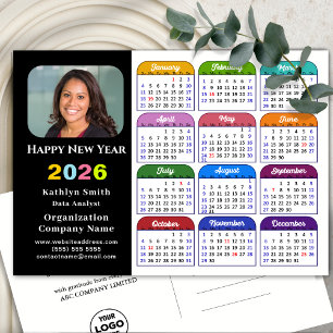 Business Logo 2025 Calendar Modern Black Colourful Holiday Postcard