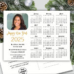 Business Logo 2025 Calendar Modern Gold Glitter Holiday Postcard<br><div class="desc">2025 Calendar Modern Gold Glitter Script Minimalist Corporate Photo & Logo New Year Holiday Postcard. All the texts are pre-arranged for you to personalise easily and quickly with your own details. Wish you all a Happy Holidays and an Amazing New Year! For many other card designs, please visit : (Holiday...</div>