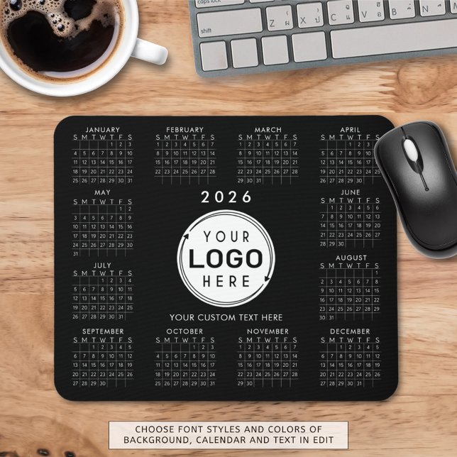 Business Logo 2026 Calendar Custom Colours Simple Mouse Pad (Creator Uploaded)