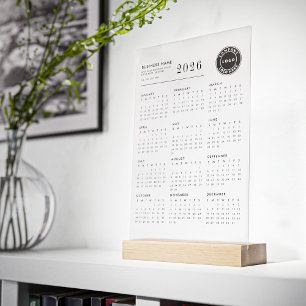 Business Logo 2026 Calendar Modern Acrylic Sign