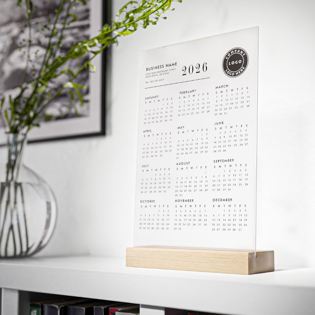 Business Logo 2026 Calendar Modern Acrylic Sign (Business Logo 2026 Calendar Modern Acrylic Sign)