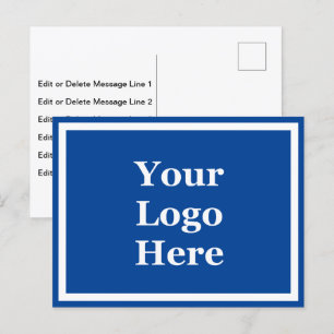 Business Logo 2-Sided Blue and White Text Template Postcard