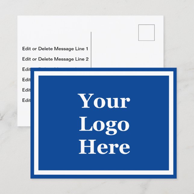 Business Logo 2-Sided Blue and White Text Template Postcard (Front/Back)