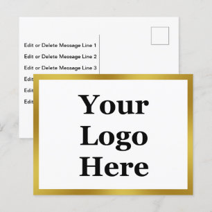 Business Logo 2-Sided Gold and White and Your Text Postcard