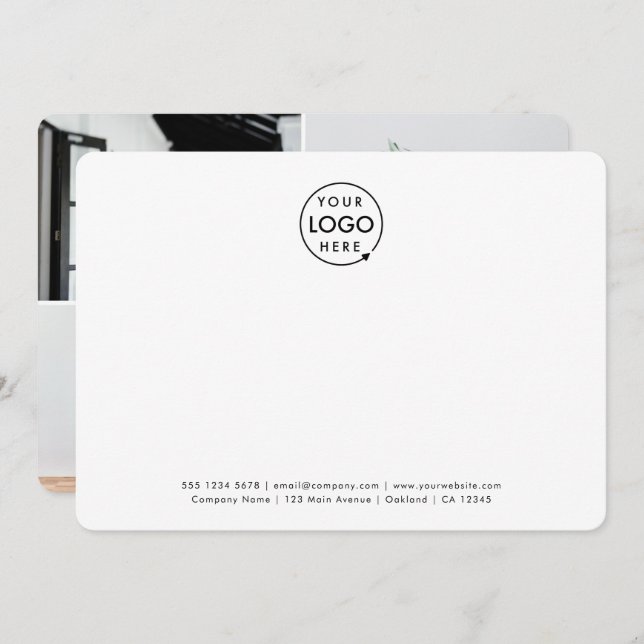 Business Logo 4 Photo Collage Professional Card (Front/Back)