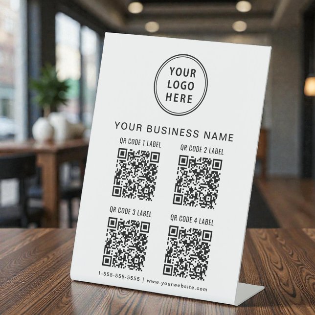 Business Logo 4 QR Codes Pedestal Sign (Creator Uploaded)