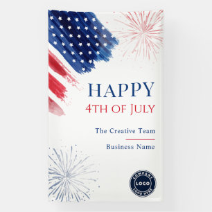 Business Logo 4th of July Party Red White Blue Banner
