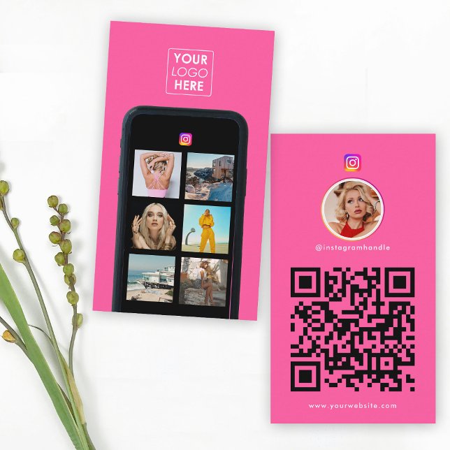 Business Logo 7 Photo Grid Social Media QR Code  Business Card (Business Logo 7 Photo Grid Social Media QR Code Business Card)