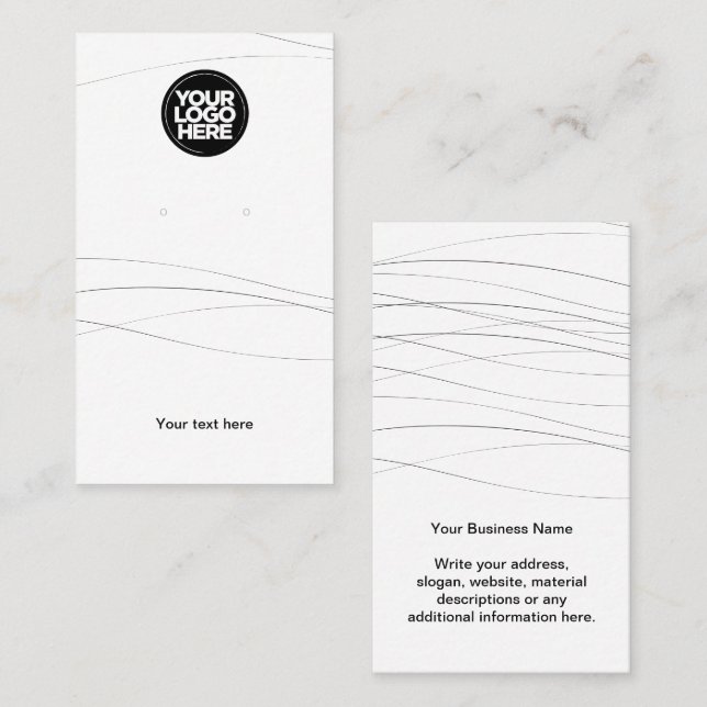 Business Logo Abstract White Earring Display Card (Front/Back)