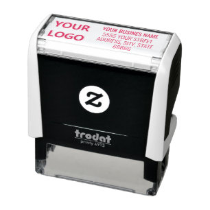 Business Logo Address Company Modern Personalised Self-inking Stamp